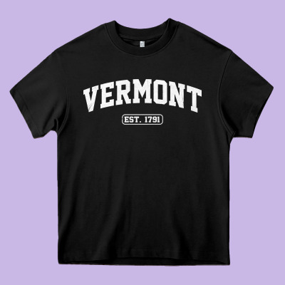 Vermont Vintage State Athletic Style Pullover Hoodie Heavy Core Tee Designed By Artchic