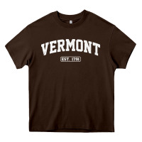 Chocolate Brown vermont vintage state athletic style pullover hoodie Heavy Core Tee - ArtChic
