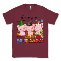 Burgundy happy hallothanksmas pigs Classic Tee - texasbilliewilder