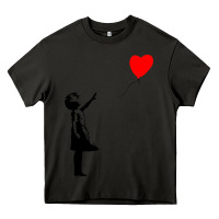 Asphalt banksy girl with balloon Heavy Core Tee - ArtChic