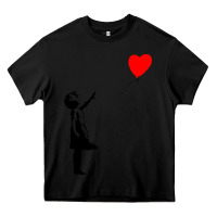 Black banksy girl with balloon Heavy Core Tee - ArtChic