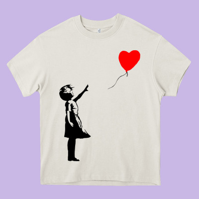 Banksy Girl With Balloon Heavy Core Tee Designed By Artchic