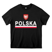 Sporty Polska Flag And Emblem Polish Coat Of Arms Pullover Hoodie Heavy Core Tee | Teevron