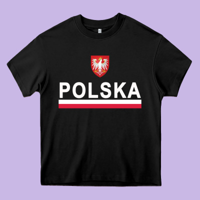 Sporty Polska Flag And Emblem Polish Coat Of Arms Pullover Hoodie Heavy Core Tee Designed By Artchic