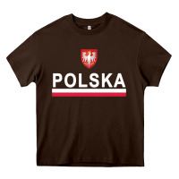 Chocolate Brown Sporty Polska Flag And Emblem Polish Coat Of Arms Pullover Hoodie Heavy Core Tee - ArtChic