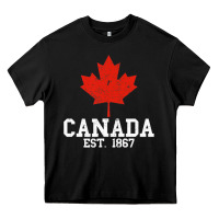 Black vintage canada est.1867 maple leaf canadian flag r Heavy Core Tee - ArtChic
