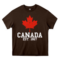 Chocolate Brown vintage canada est.1867 maple leaf canadian flag r Heavy Core Tee - ArtChic