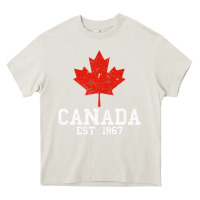 Cream vintage canada est.1867 maple leaf canadian flag r Heavy Core Tee - ArtChic