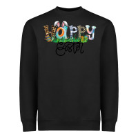 Black Happy Easter Heavyweight Sweatshirt - CowhideDigitalArt