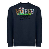 Navy Happy Easter Heavyweight Sweatshirt - CowhideDigitalArt