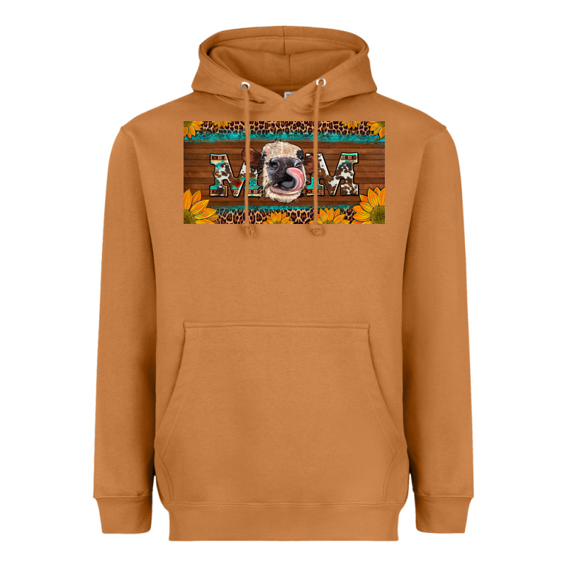 Western Heifer Mom With Sunflowers And Turquoise License Plate Heavyweight Hoodie by Artiststas | Teevron