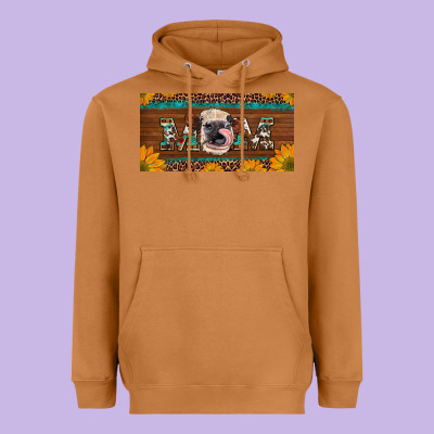 Western Heifer Mom With Sunflowers And Turquoise License Plate Heavyweight Hoodie Designed By Artiststas