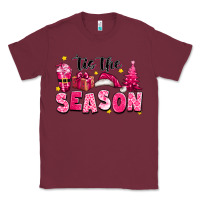 Burgundy Pink 'tis the season Christmas Classic Tee - texasbilliewilder
