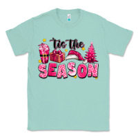 Seafoam Pink 'tis the season Christmas Classic Tee - texasbilliewilder