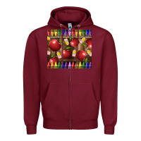 Burgundy Crayons And Apples Zipper Hoodie - LillyAllenDesigns