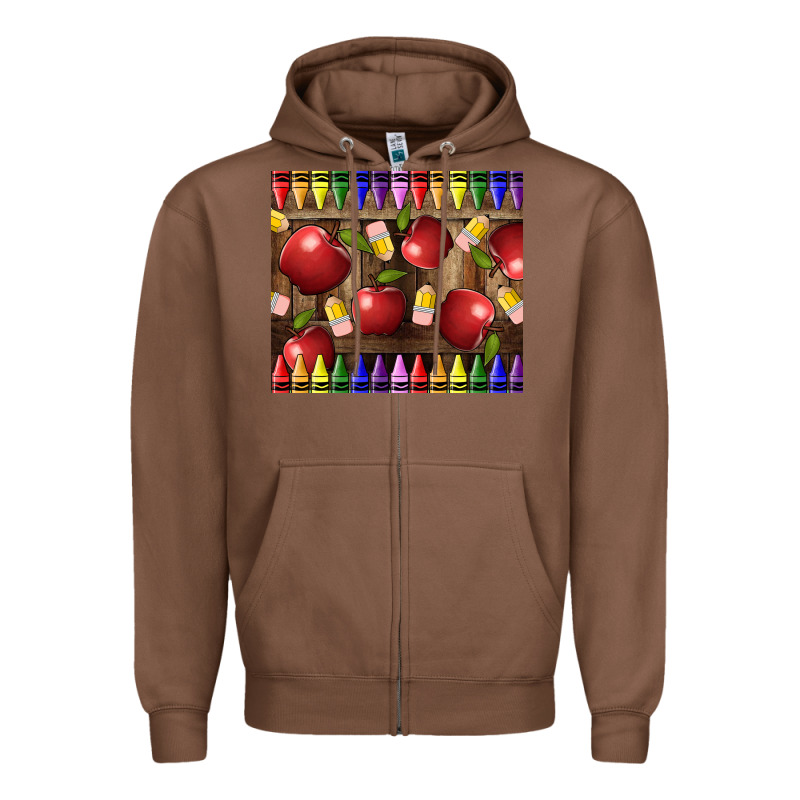 Crayons And Apples Zipper Hoodie by LillyAllenDesigns | Teevron