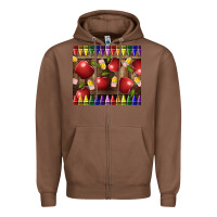 Chestnut Crayons And Apples Zipper Hoodie - LillyAllenDesigns