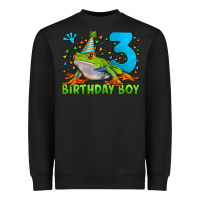 Black birthday boy frog age 3 Heavyweight Sweatshirt - LillyAllenDesigns