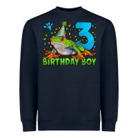 Navy birthday boy frog age 3 Heavyweight Sweatshirt - LillyAllenDesigns