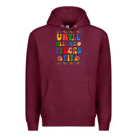 Burgundy Until all the pieces fit Premium Hoodie - CowhideDigitalArt