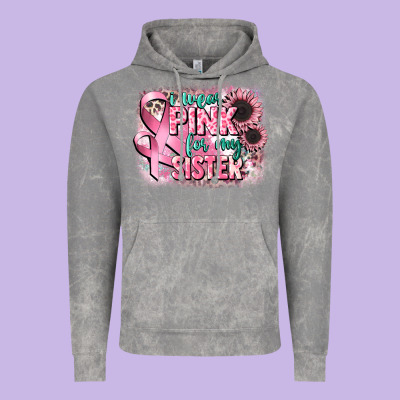 I Wear Pink For My Sister Vintage Hoodie Designed By Cowgirlartshop