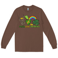 Chestnut Peace Love Shamrock  St. Patrick's Day Long Sleeve Tee - CowGirlArtShop