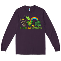 Plum Peace Love Shamrock  St. Patrick's Day Long Sleeve Tee - CowGirlArtShop