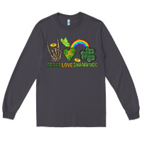 Smoke Peace Love Shamrock  St. Patrick's Day Long Sleeve Tee - CowGirlArtShop