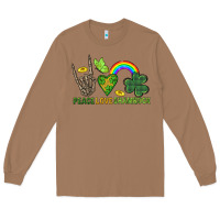 Toasted Coconut Peace Love Shamrock  St. Patrick's Day Long Sleeve Tee - CowGirlArtShop