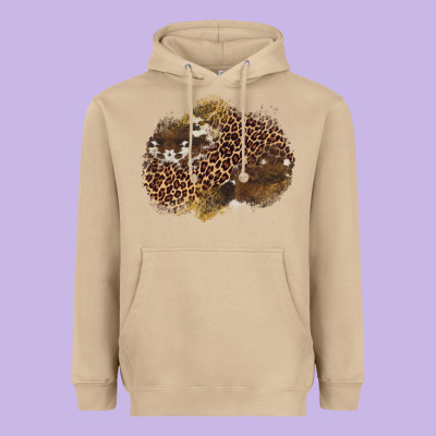 Leopard Cowhide Glitter Patches Heavyweight Hoodie Designed By Artiststas