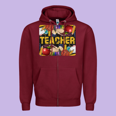 Western Teacher Black And Glitter Zipper Hoodie Designed By Lillyallendesigns