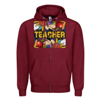 Burgundy Western Teacher Black And Glitter Zipper Hoodie - LillyAllenDesigns