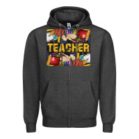 Charcoal Heather Western Teacher Black And Glitter Zipper Hoodie - LillyAllenDesigns