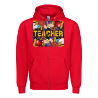 Red Western Teacher Black And Glitter Zipper Hoodie - LillyAllenDesigns