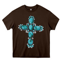 Chocolate Brown western Gemstone cross Heavy Core Tee - Artiststas