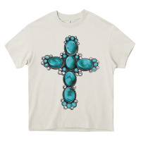 Cream western Gemstone cross Heavy Core Tee - Artiststas
