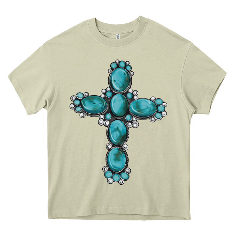 Western Gemstone Cross Heavy Core Tee by Artiststas | Teevron