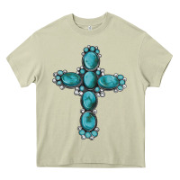 Mossy western Gemstone cross Heavy Core Tee - Artiststas