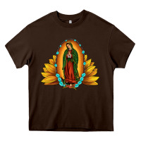 Chocolate Brown sunflower our lady of guadalupe Heavy Core Tee - JahusDesignShop