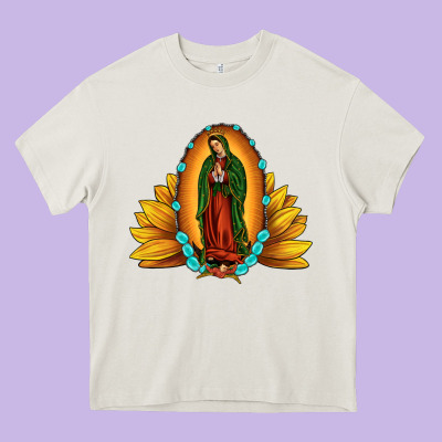 Sunflower Our Lady Of Guadalupe Heavy Core Tee Designed By Jahusdesignshop