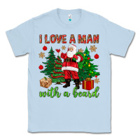 Dusty Blue I love a man with a beard Christmas Classic Tee - NancyCooperArtShop