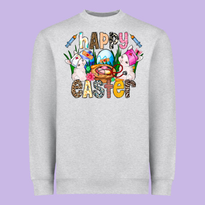 Happy Easter Heavyweight Sweatshirt Designed By Cowhidedigitalart
