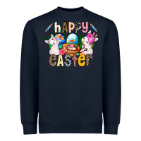 Navy Happy Easter Heavyweight Sweatshirt - CowhideDigitalArt