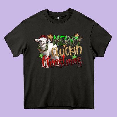 Merry Cluckin Christmas Heavy Core Tee Designed By Sublimationcraftshop