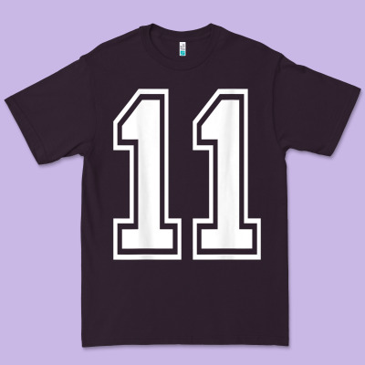 Number 11 Shirt Sports Player Number Back Of Shirt Premium Tee Designed By Artchic