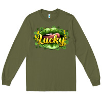 Army Green St. Patrick's Day lips lucky Long Sleeve Tee - HowdyJamesFarm