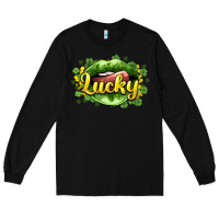 Black St. Patrick's Day lips lucky Long Sleeve Tee - HowdyJamesFarm
