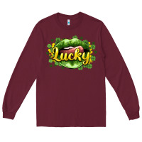 Burgundy St. Patrick's Day lips lucky Long Sleeve Tee - HowdyJamesFarm