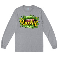 Heather Grey St. Patrick's Day lips lucky Long Sleeve Tee - HowdyJamesFarm