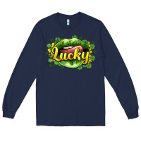 Navy St. Patrick's Day lips lucky Long Sleeve Tee - HowdyJamesFarm